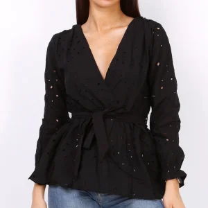 Blouse zwart broderie
